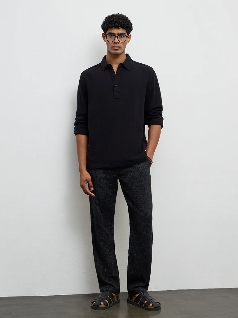 ETA Black Relaxed-Fit Cotton Shirt - Image 2