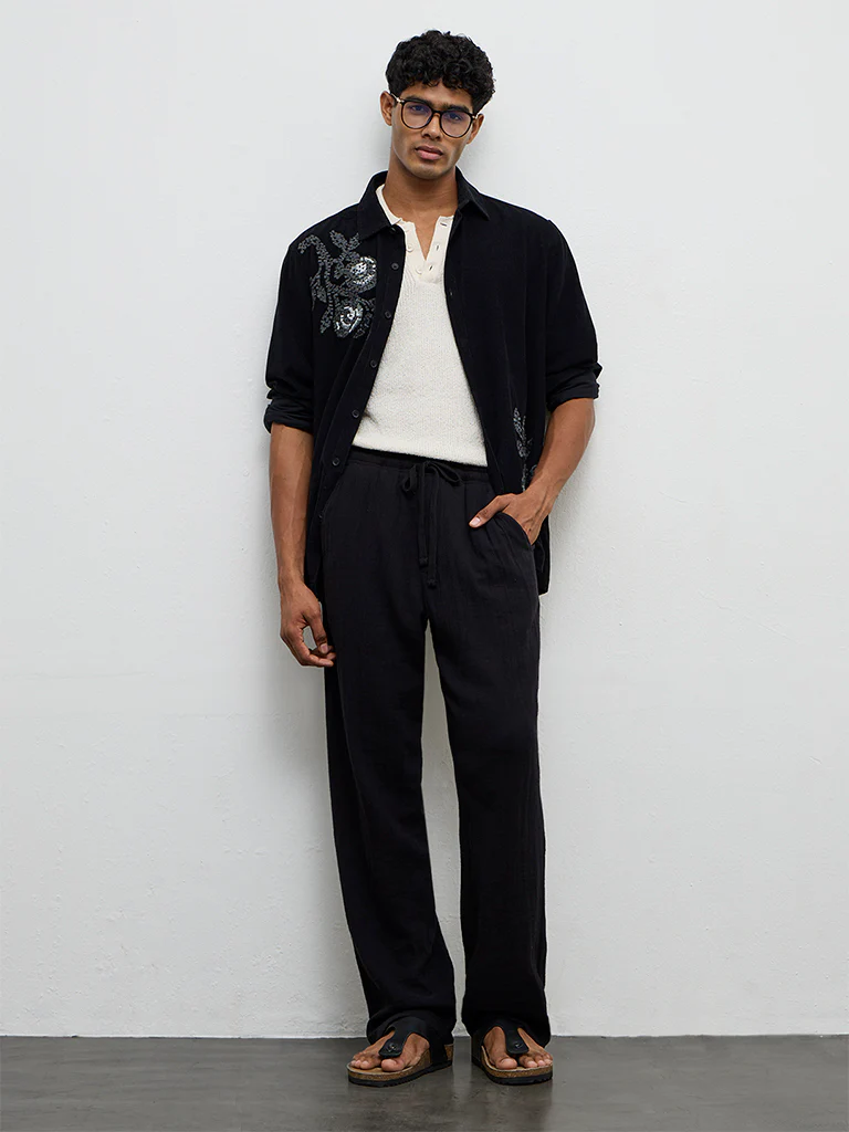 ETA Black Relaxed-Fit Mid-Rise Chinos
