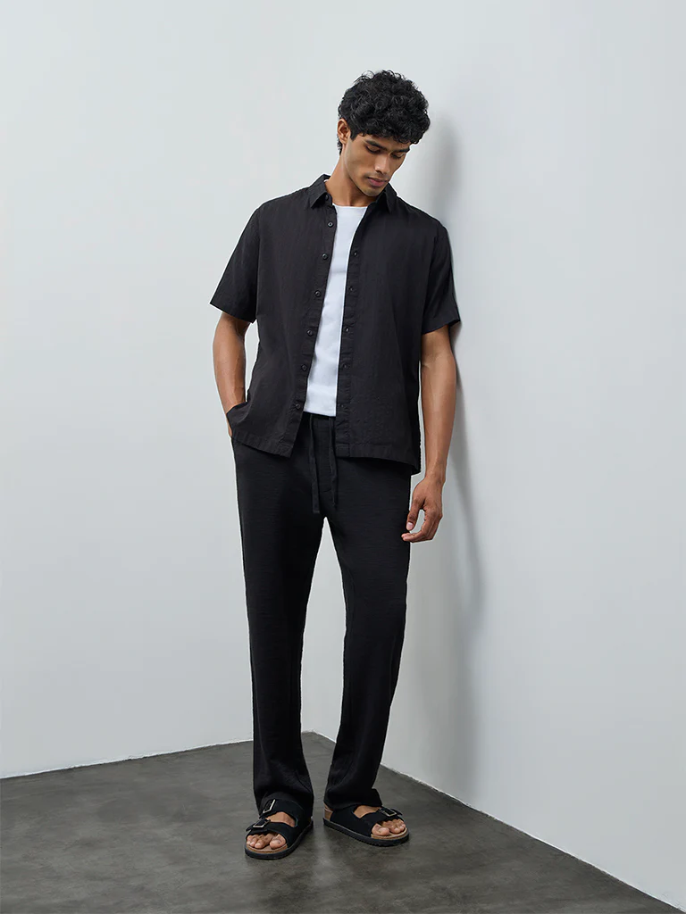 ETA Black Relaxed-Fit Mid-Rise Cotton-Blend Chinos