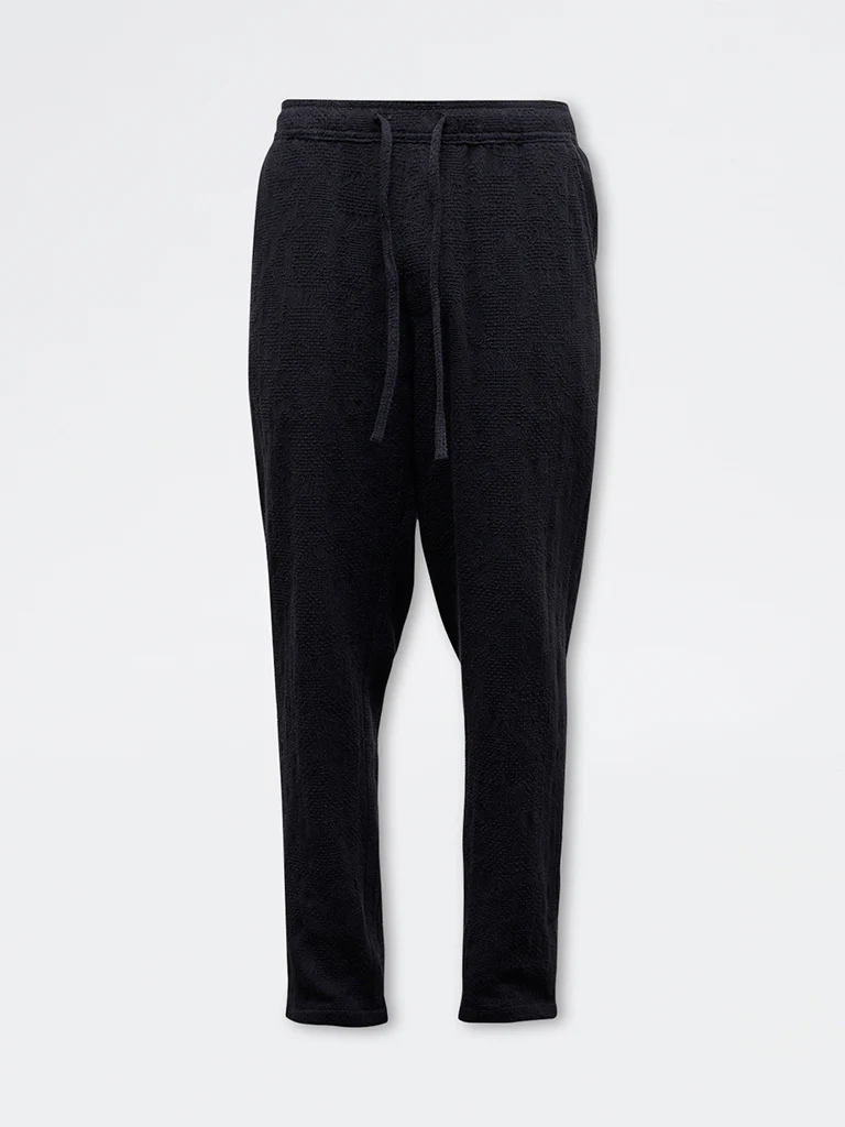 ETA Black Textured Relaxed-Fit Mid-Rise Cotton Chinos - Image 5