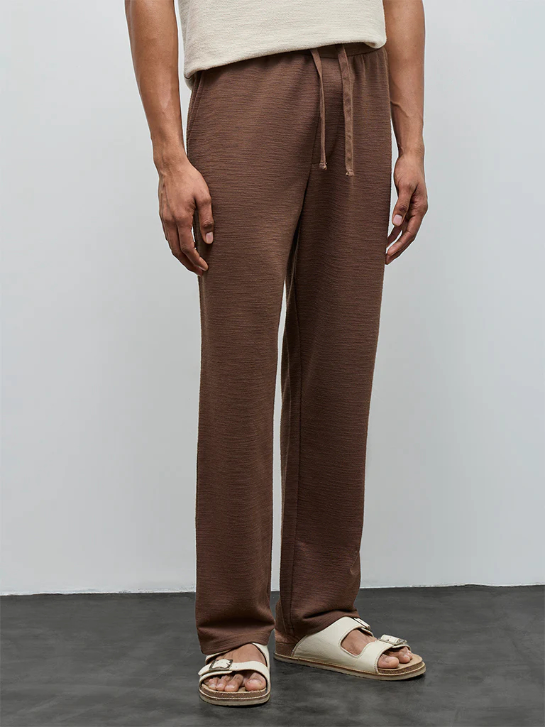 ETA Brown Relaxed-Fit Mid-Rise Cotton-Blend Chinos - Image 3