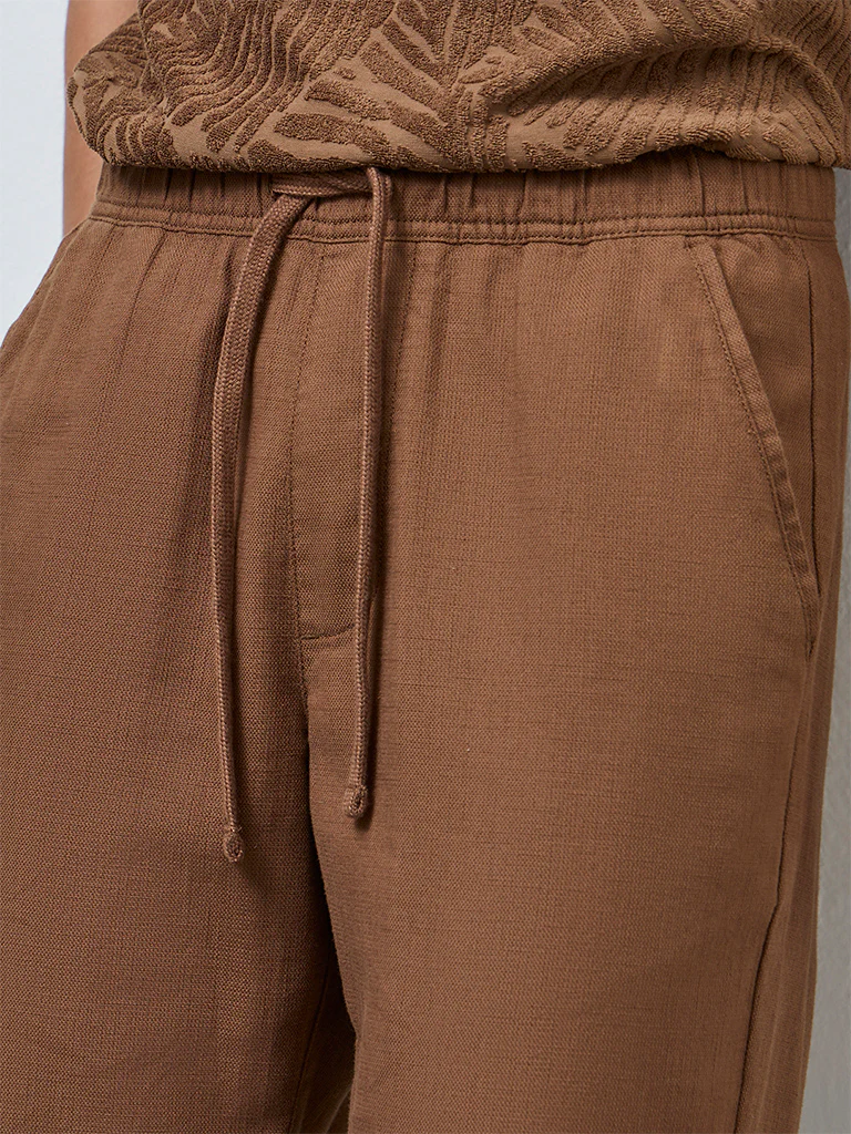 ETA Brown Solid Relaxed-Fit Mid-Rise Cotton Chinos - Image 4