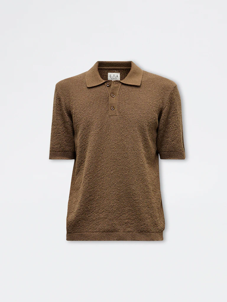 ETA Brown Textured Relaxed-Fit Polo T-Shirt - Image 6
