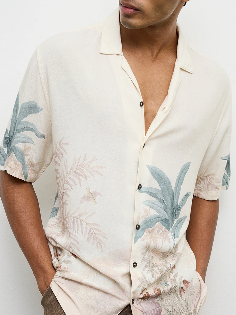 ETA Cream Nature-Inspired Relaxed-Fit Shirt - Image 3