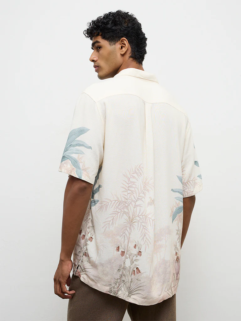 ETA Cream Nature-Inspired Relaxed-Fit Shirt - Image 4