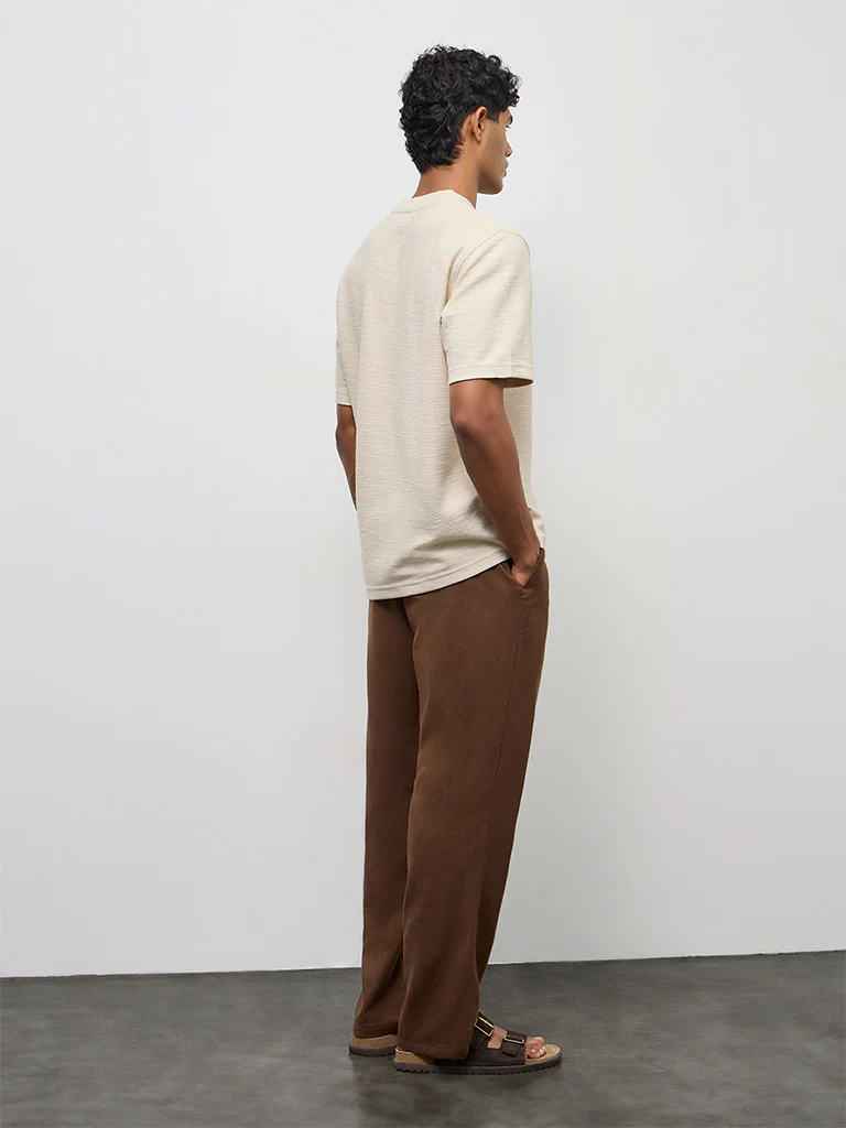 ETA Dark Brown Relaxed-Fit Mid-Rise Cotton-Blend Chinos - Image 5