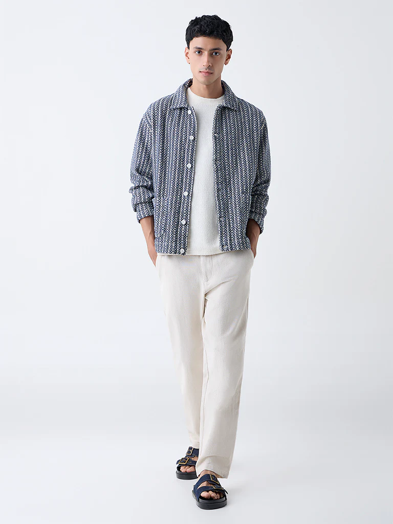 ETA Indigo Embroidered Relaxed-Fit Cotton Jacket