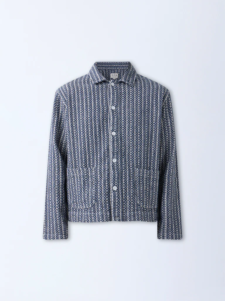 ETA Indigo Embroidered Relaxed-Fit Cotton Jacket - Image 5