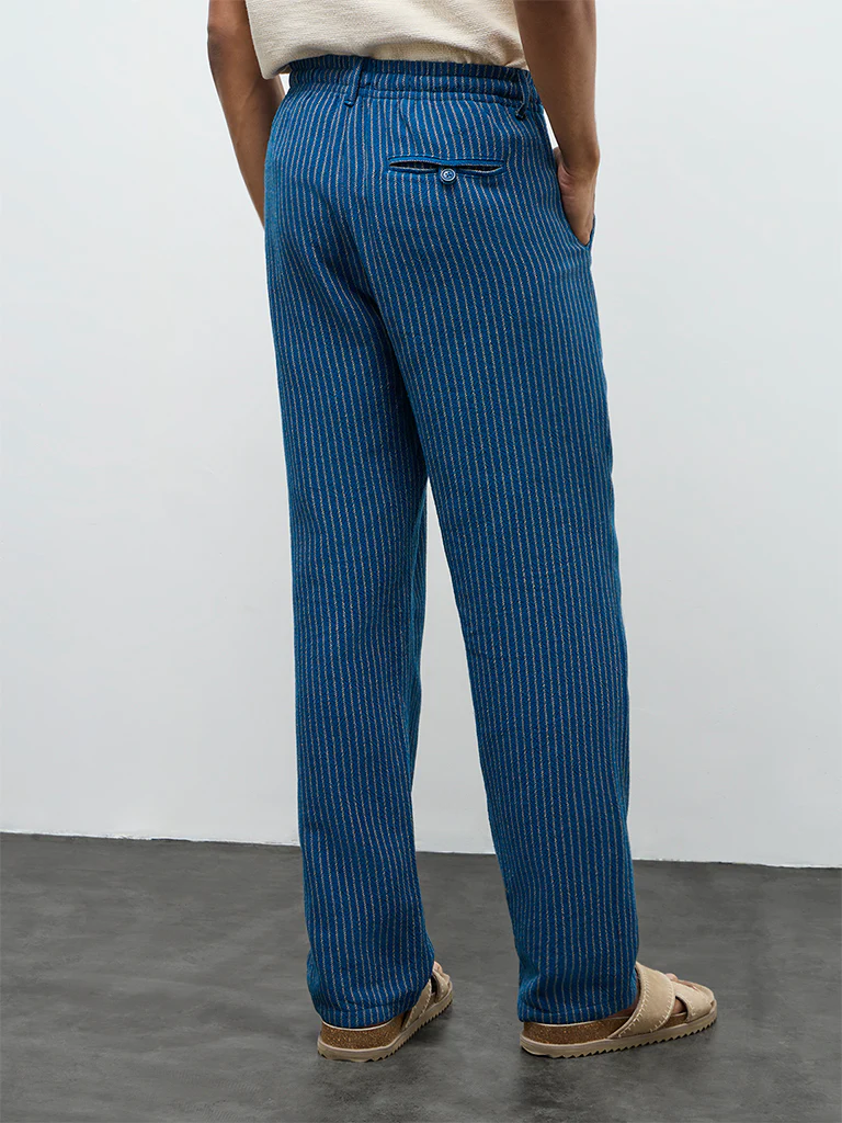 ETA Indigo Striped Relaxed-Fit Mid-Rise Cotton Chinos - Image 4