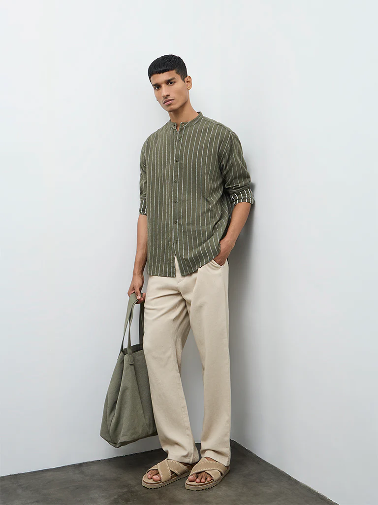 ETA Light Beige Relaxed-Fit Mid-Rise Cotton-Blend Chinos