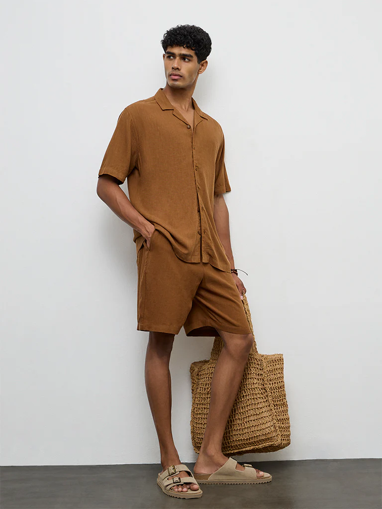 ETA Light Brown Relaxed-Fit Shirt