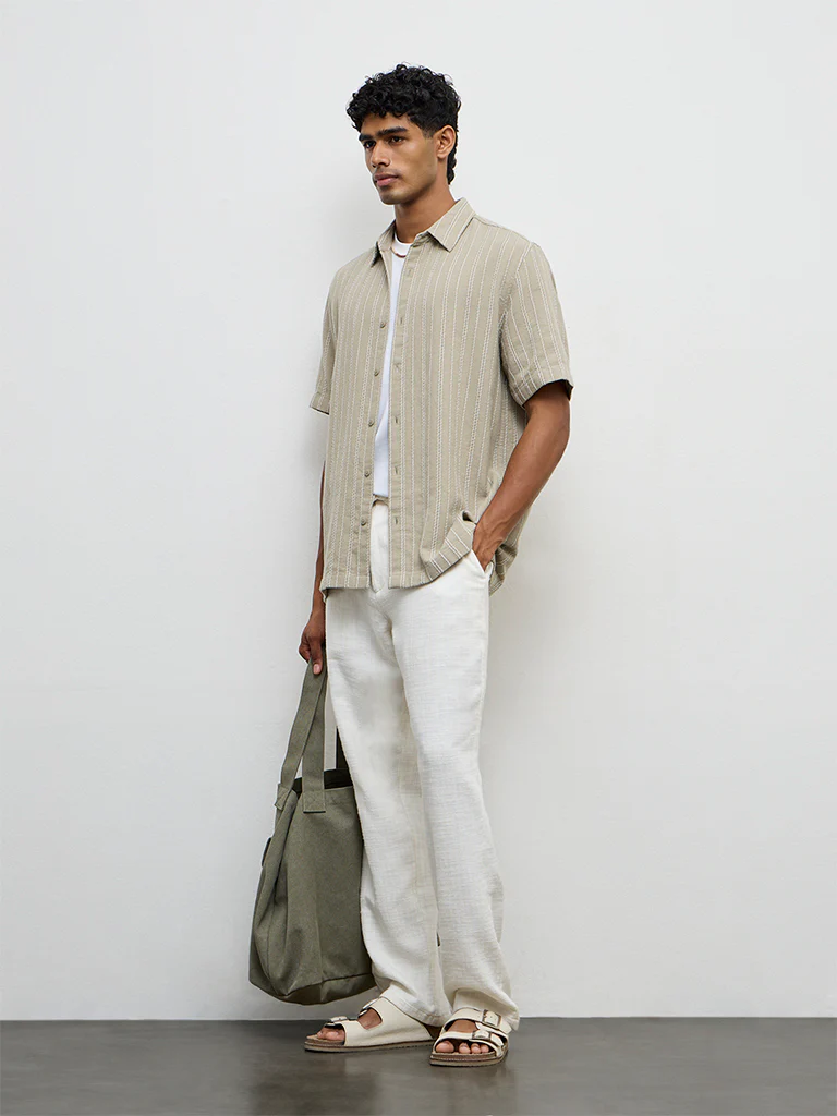 ETA Light Sage Nature-Inspired Relaxed-Fit Cotton Shirt - Image 3