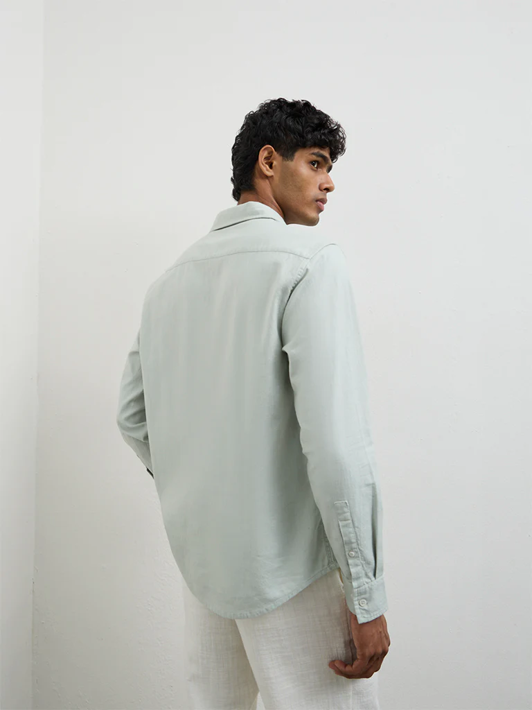 ETA Light Teal Relaxed-Fit Cotton-Blend Shirt - Image 4