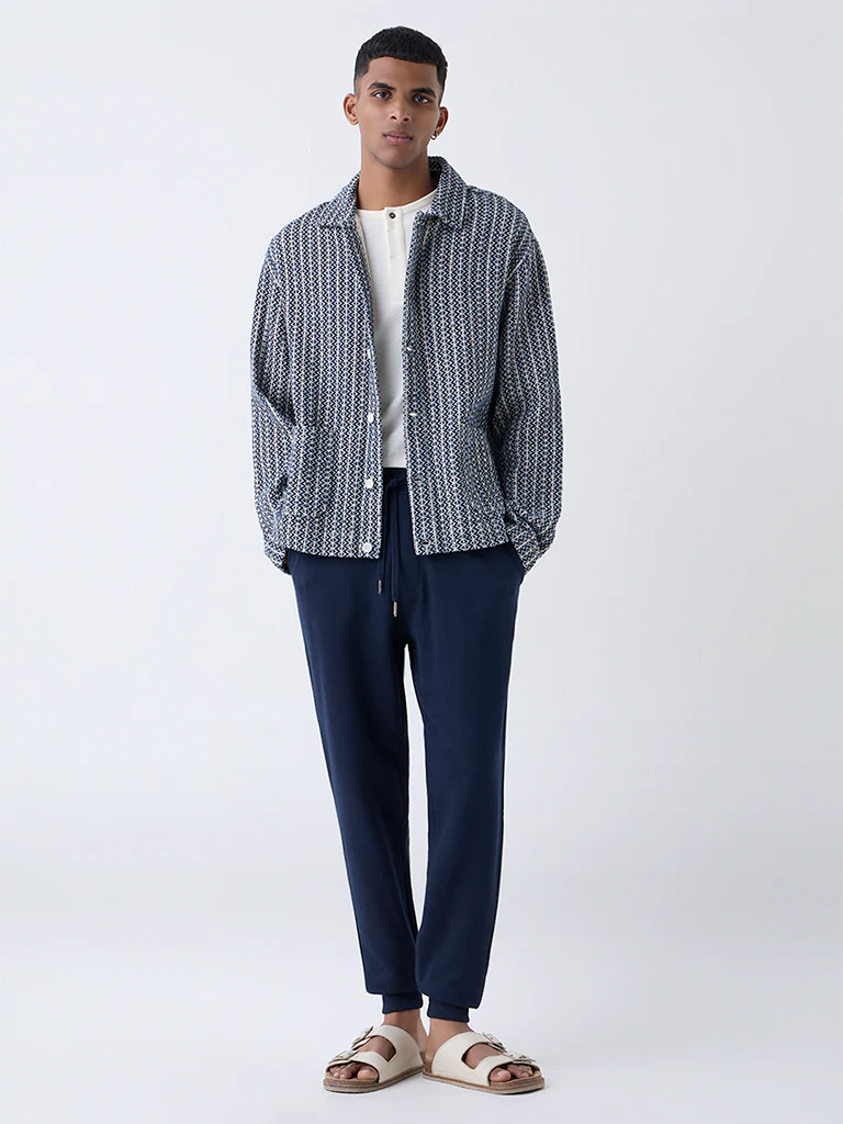 ETA Navy Relaxed-Fit Mid-Rise Cotton-Blend Joggers