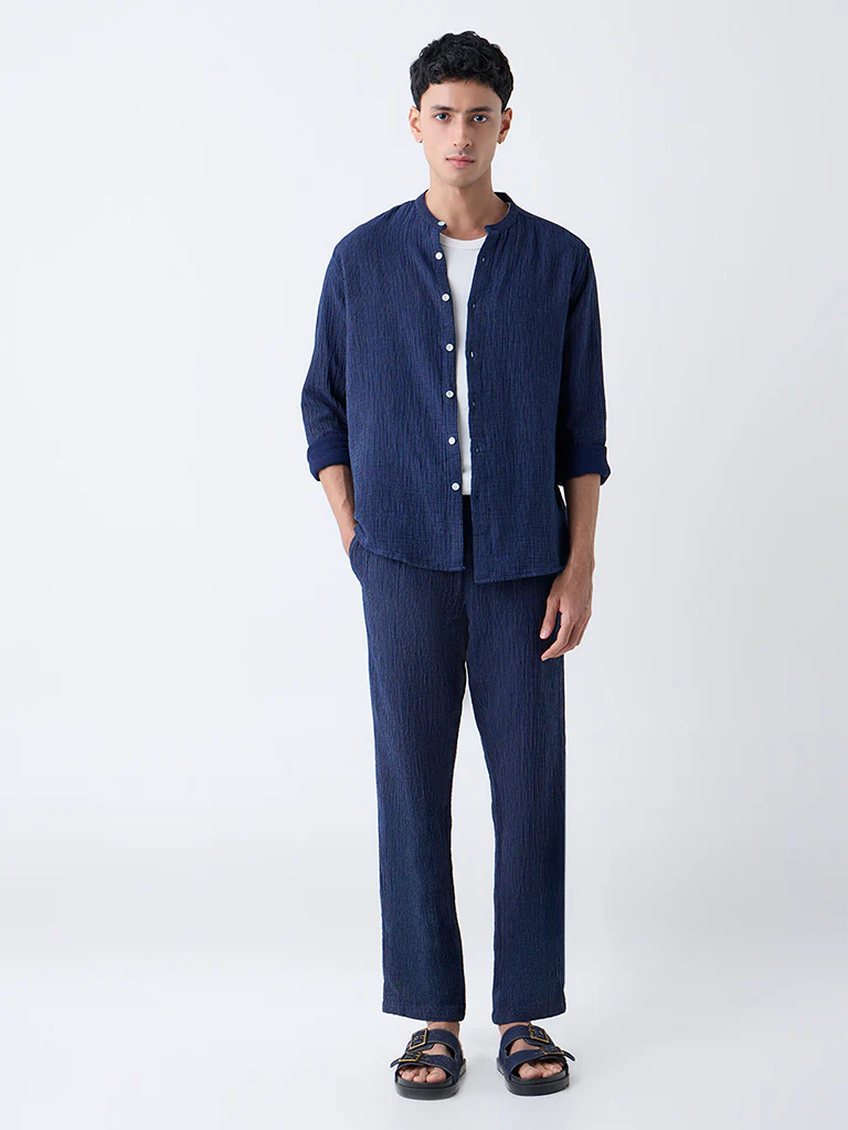 ETA Navy Relaxed-Fit Mid-Rise Cotton Pants - Exclusive