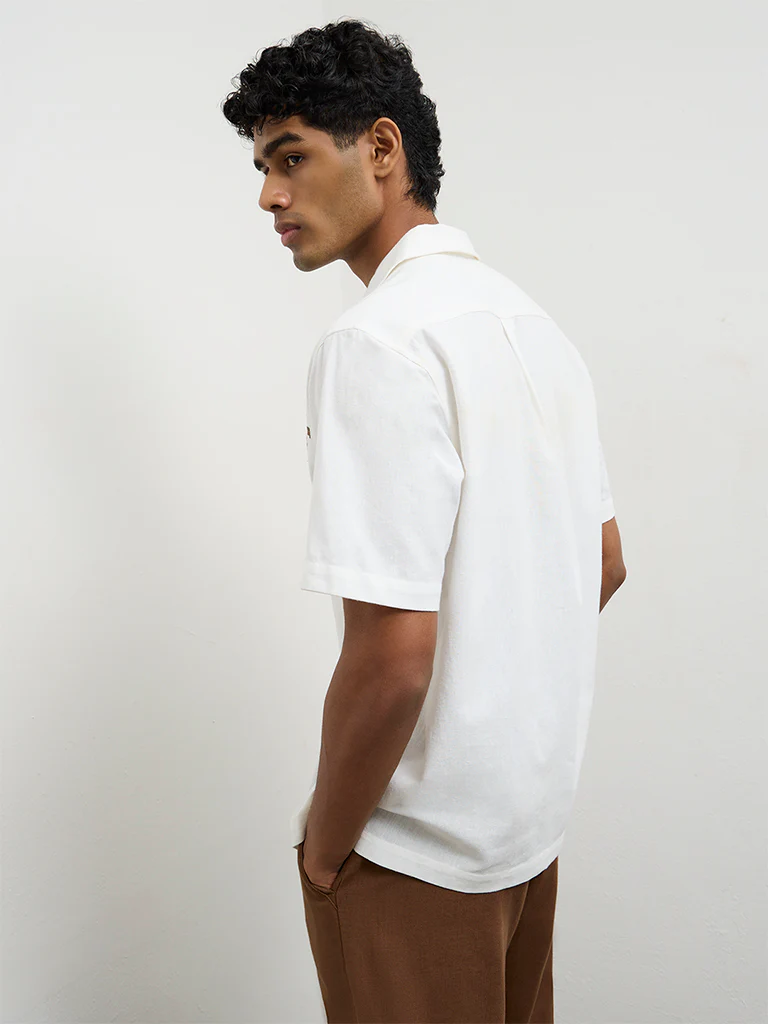 ETA Off-White Embroidered Relaxed-Fit Cotton-Blend Shirt - Image 4