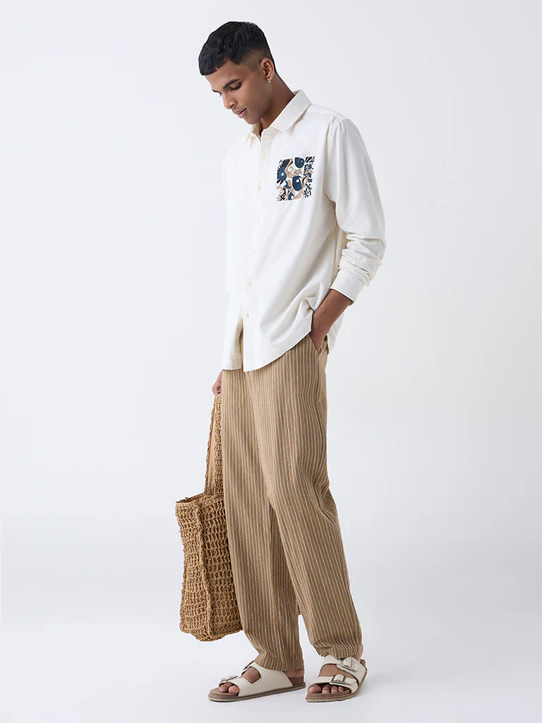 ETA Off-White Embroidered Relaxed-Fit Cotton Shirt - Image 2