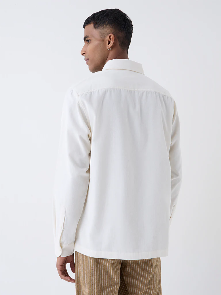 ETA Off-White Embroidered Relaxed-Fit Cotton Shirt - Image 4