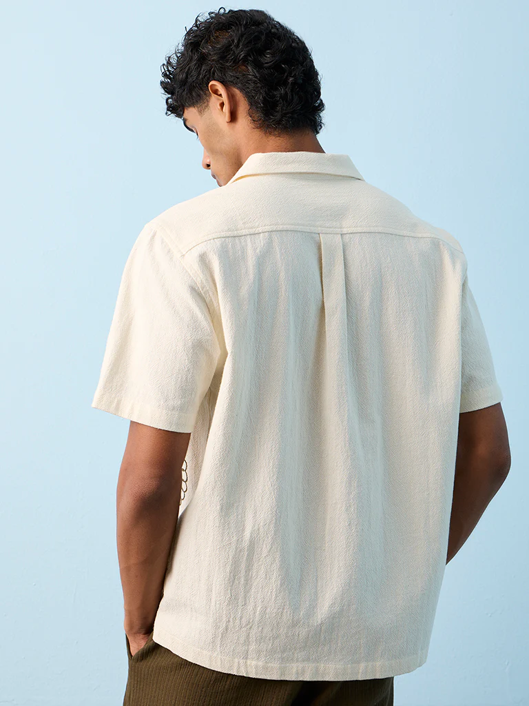 ETA Off-White Paisley Embroidered Relaxed-Fit Cotton Shirt - Image 4