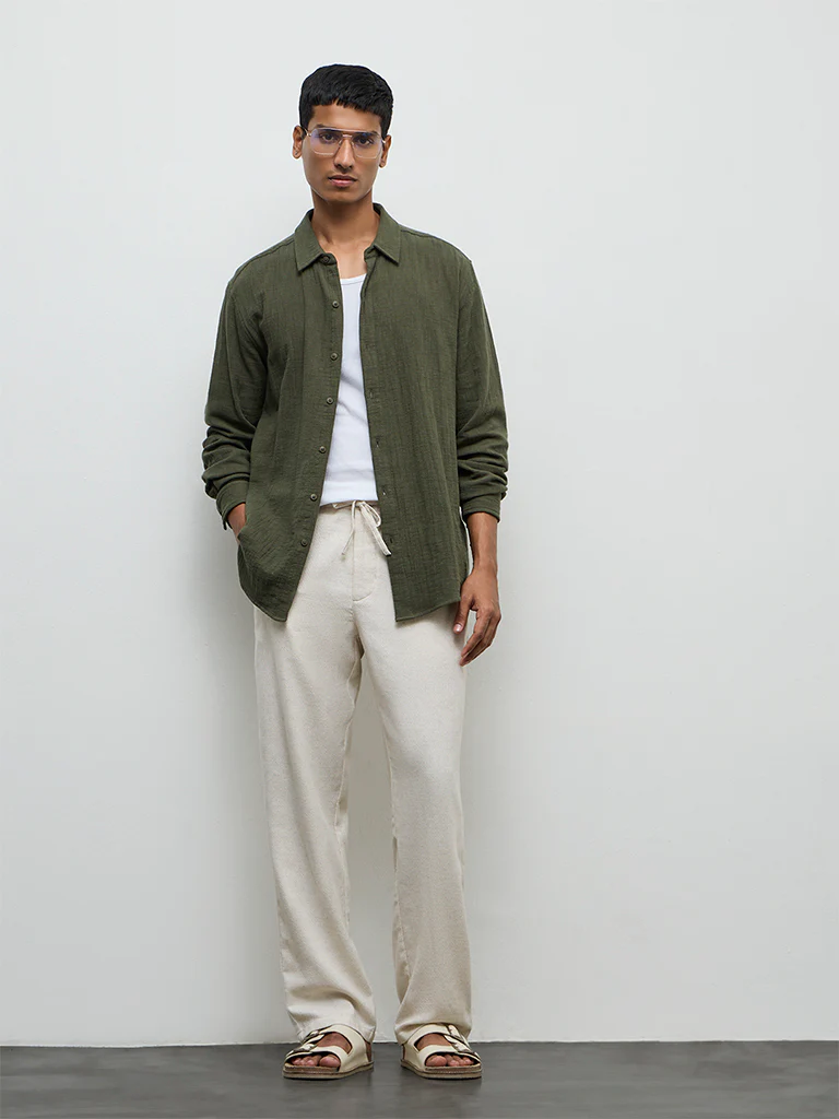 ETA Off-White Relaxed-Fit Mid-Rise Cotton-Blend Chinos