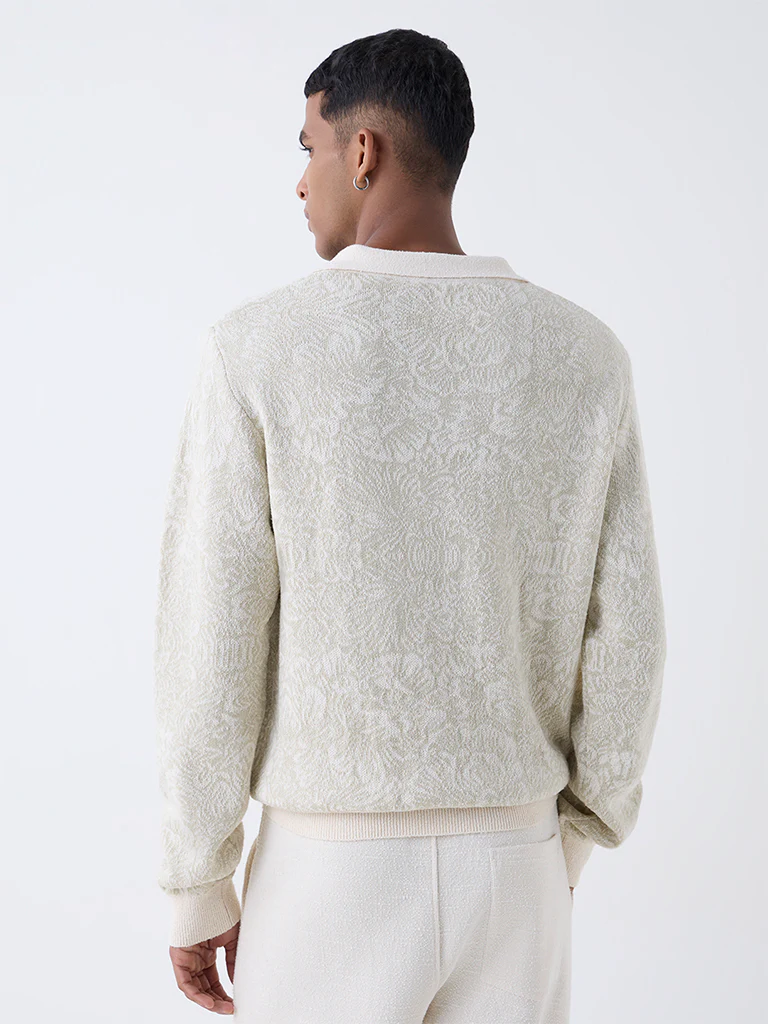 ETA Off-White Self-Patterned Knitted Relaxed-Fit Sweater - Image 4