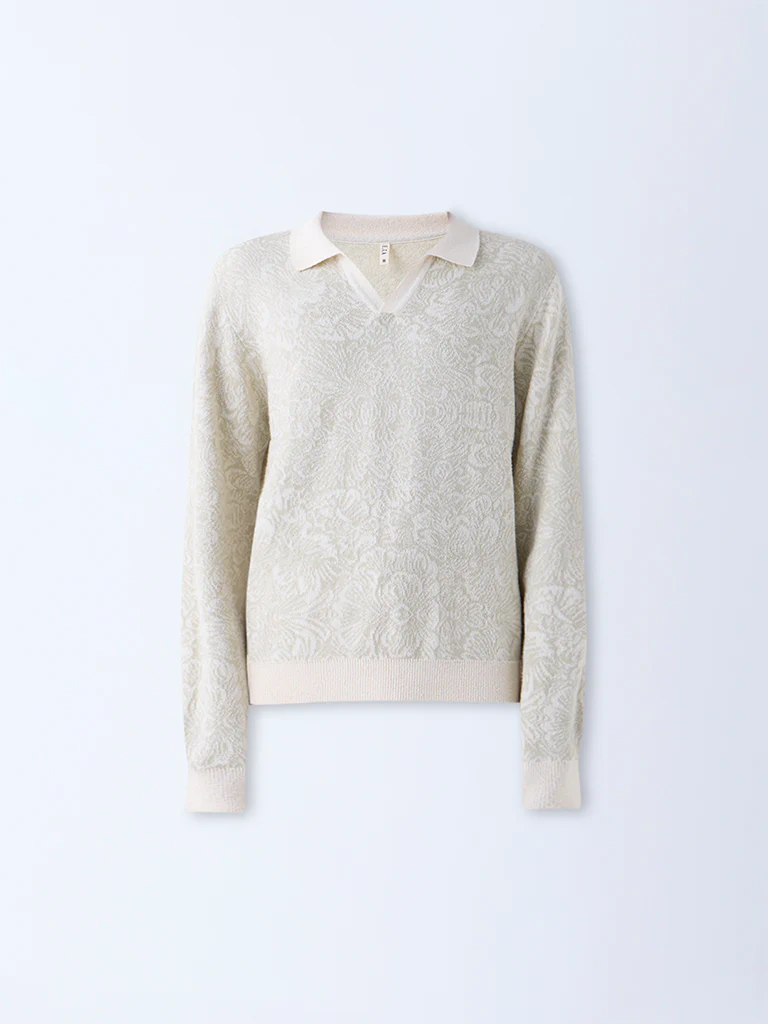 ETA Off-White Self-Patterned Knitted Relaxed-Fit Sweater - Image 5