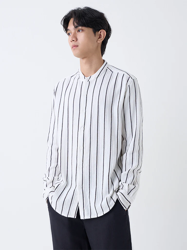 ETA Off-White Striped Relaxed-Fit Cotton Shirt