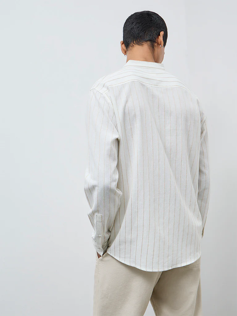 ETA Off-White Striped Relaxed-Fit Cotton Shirt - Image 5