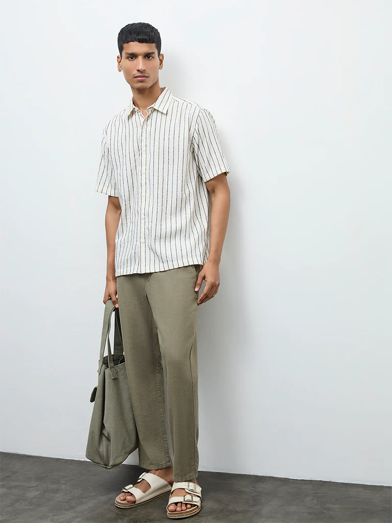 ETA Off-White Striped Relaxed-Fit Shirt - Image 2