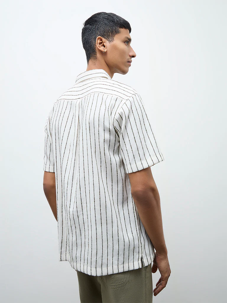 ETA Off-White Striped Relaxed-Fit Shirt - Image 4