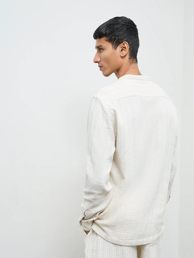 ETA Off-White Textured Relaxed-Fit Cotton-Blend Shirt - Image 4