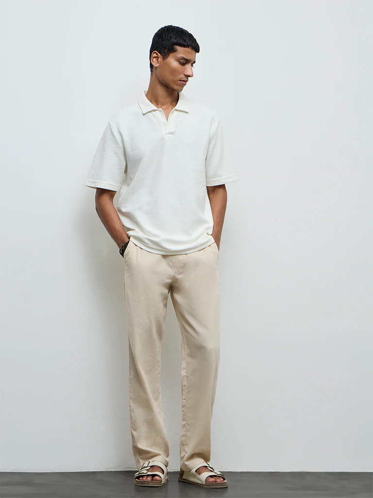 ETA Off-White Textured Relaxed-Fit Cotton-Blend T-Shirt - Image 3