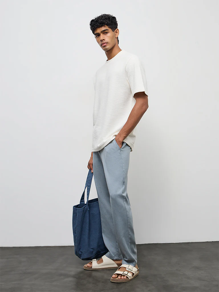 ETA Off-White Textured Relaxed-Fit Cotton-Blend T-Shirt