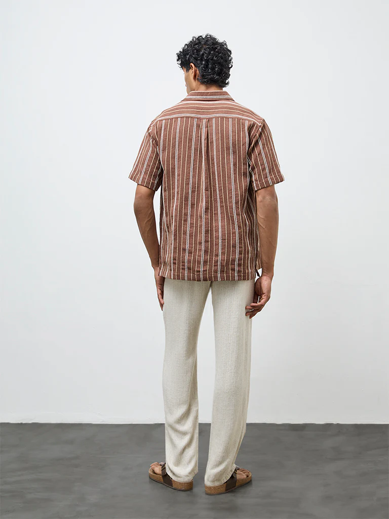 ETA Off-White Textured Relaxed-Fit Mid-Rise Chinos - Image 4