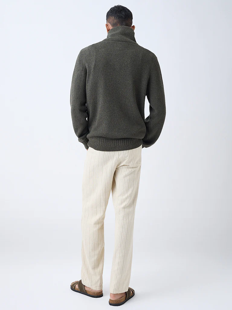 ETA Olive Knit-Textured Relaxed-Fit Sweater - Image 4
