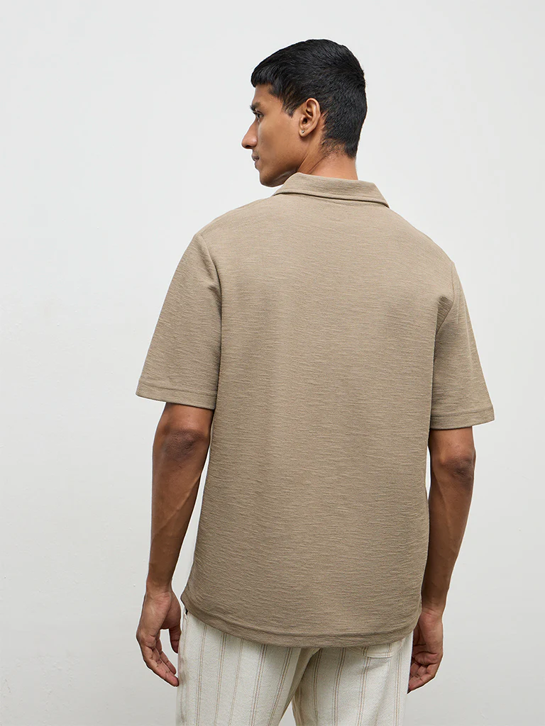 ETA Olive Melange Relaxed-Fit Cotton-Blend T-Shirt - Image 5