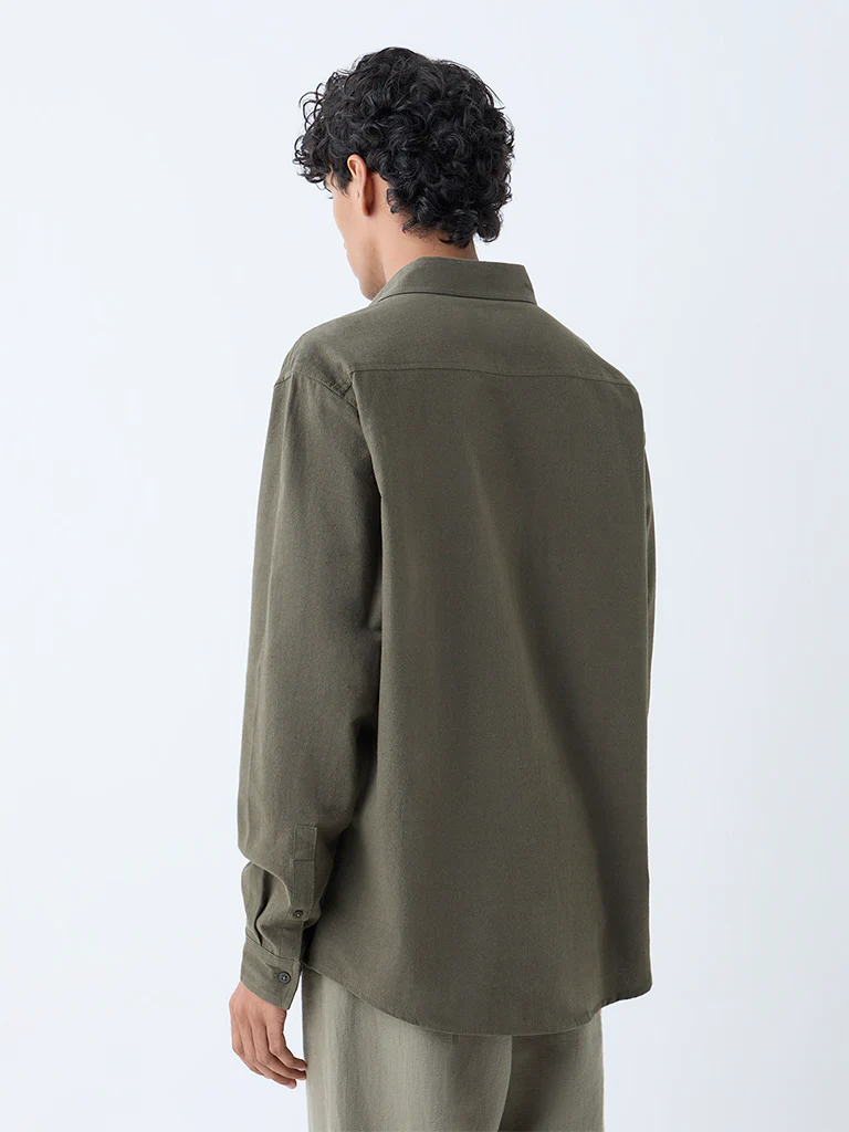 ETA Olive Relaxed-Fit Cotton Shirt - Image 5