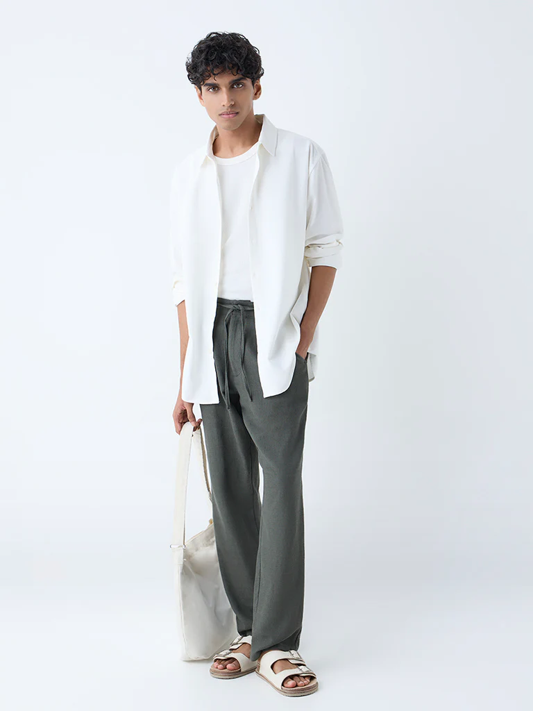 ETA Olive Relaxed-Fit Mid-Rise Cotton-Blend Chinos