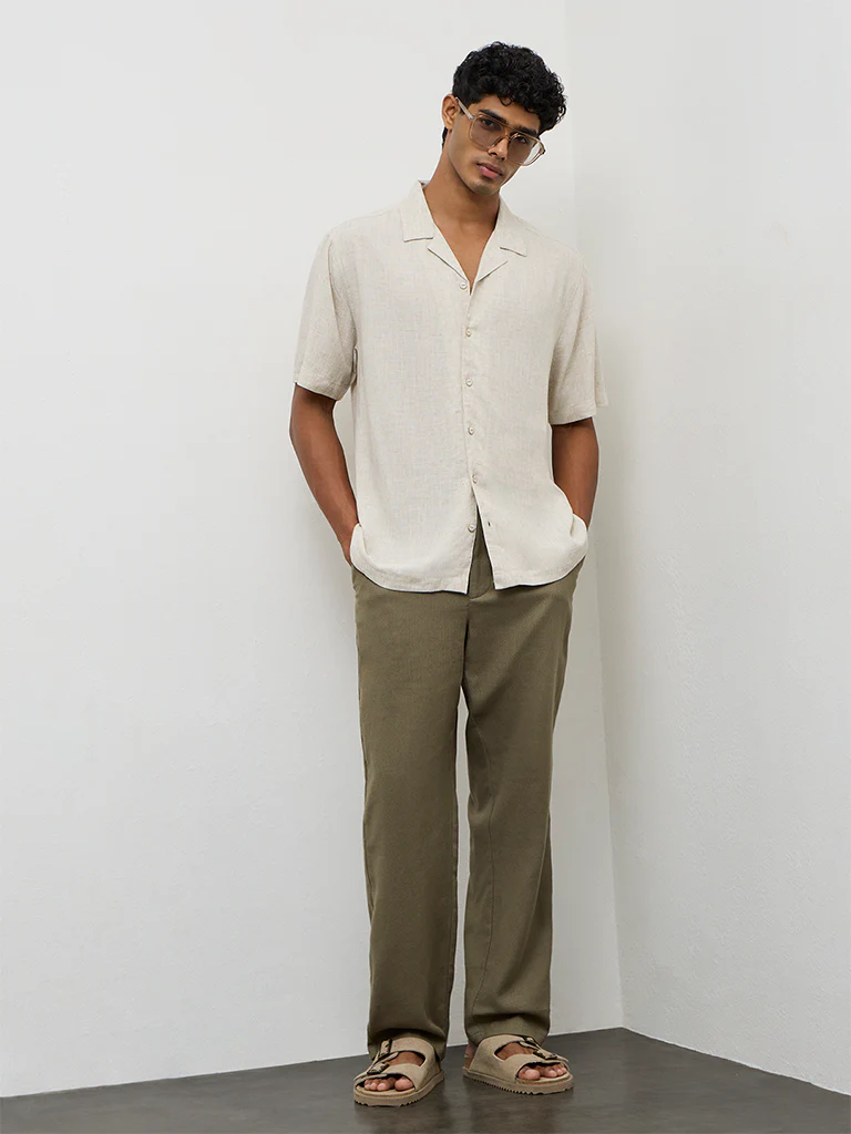 ETA Olive Relaxed-Fit Mid-Rise Cotton-Blend Chinos