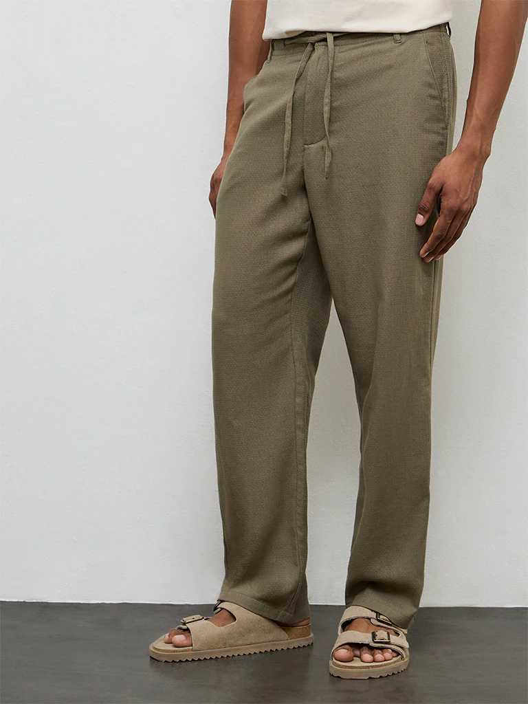ETA Olive Relaxed-Fit Mid-Rise Cotton-Blend Chinos - Image 3