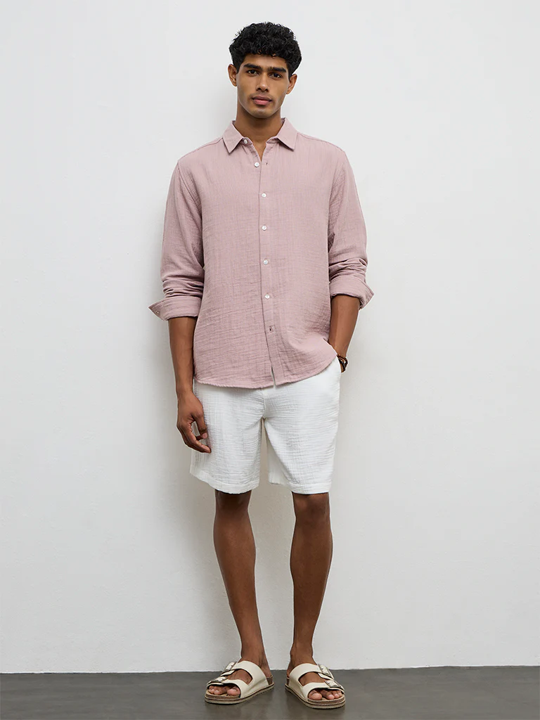 ETA Pink Striped Relaxed-Fit Cotton Shirt - Image 2