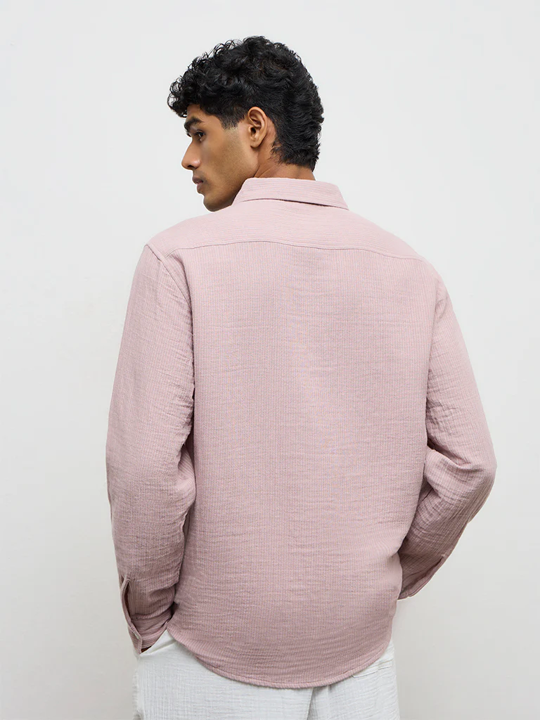 ETA Pink Striped Relaxed-Fit Cotton Shirt - Image 4