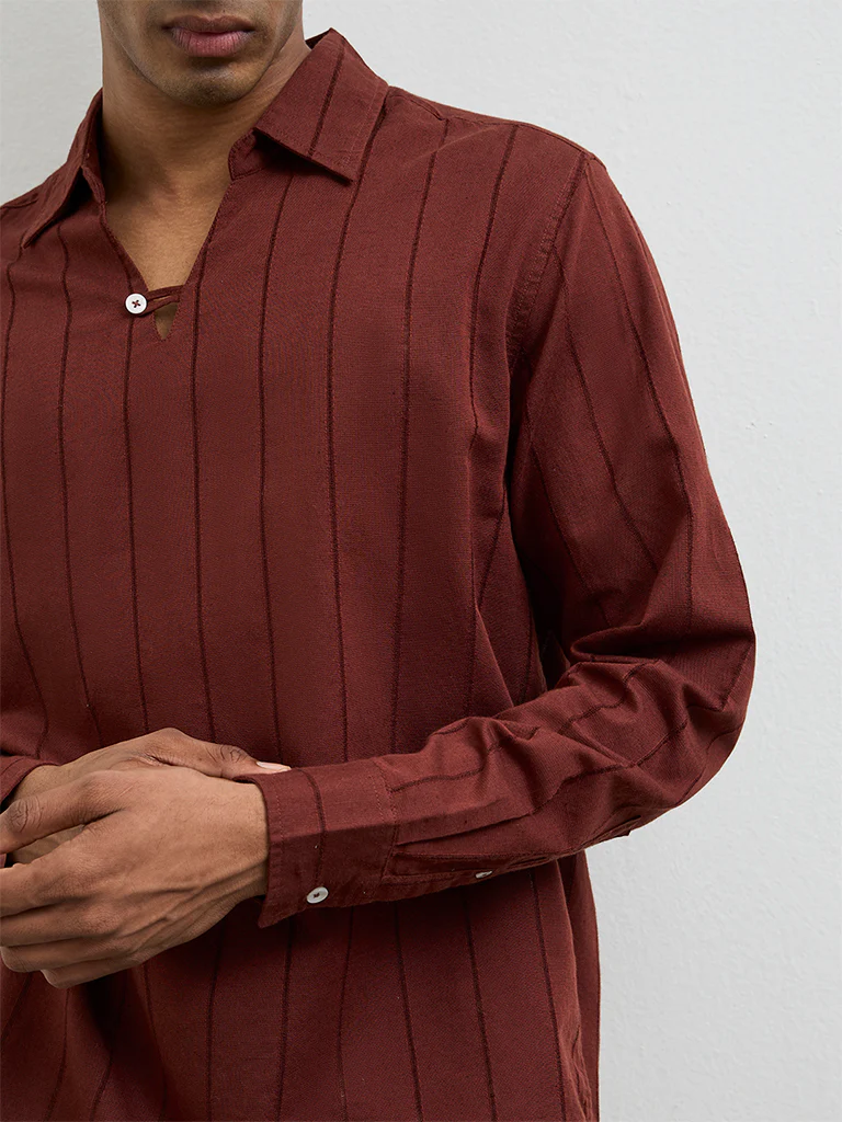 ETA Rust Self Relaxed Fit Cotton-Blend Shirt - Image 4