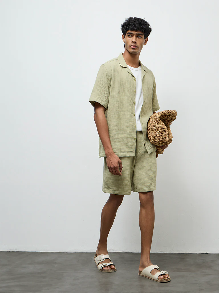 ETA Sage Crinkle-Textured Relaxed-Fit Cotton Shirt - Image 3