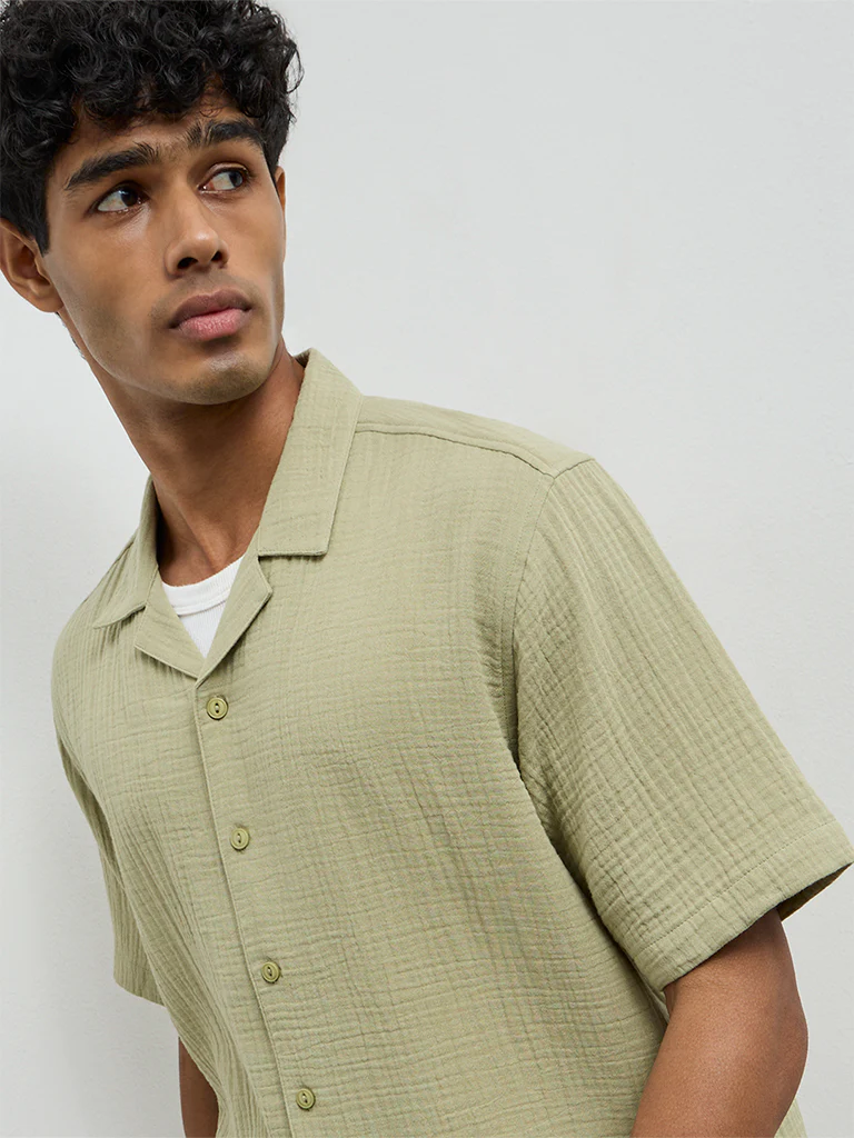 ETA Sage Crinkle-Textured Relaxed-Fit Cotton Shirt - Image 4
