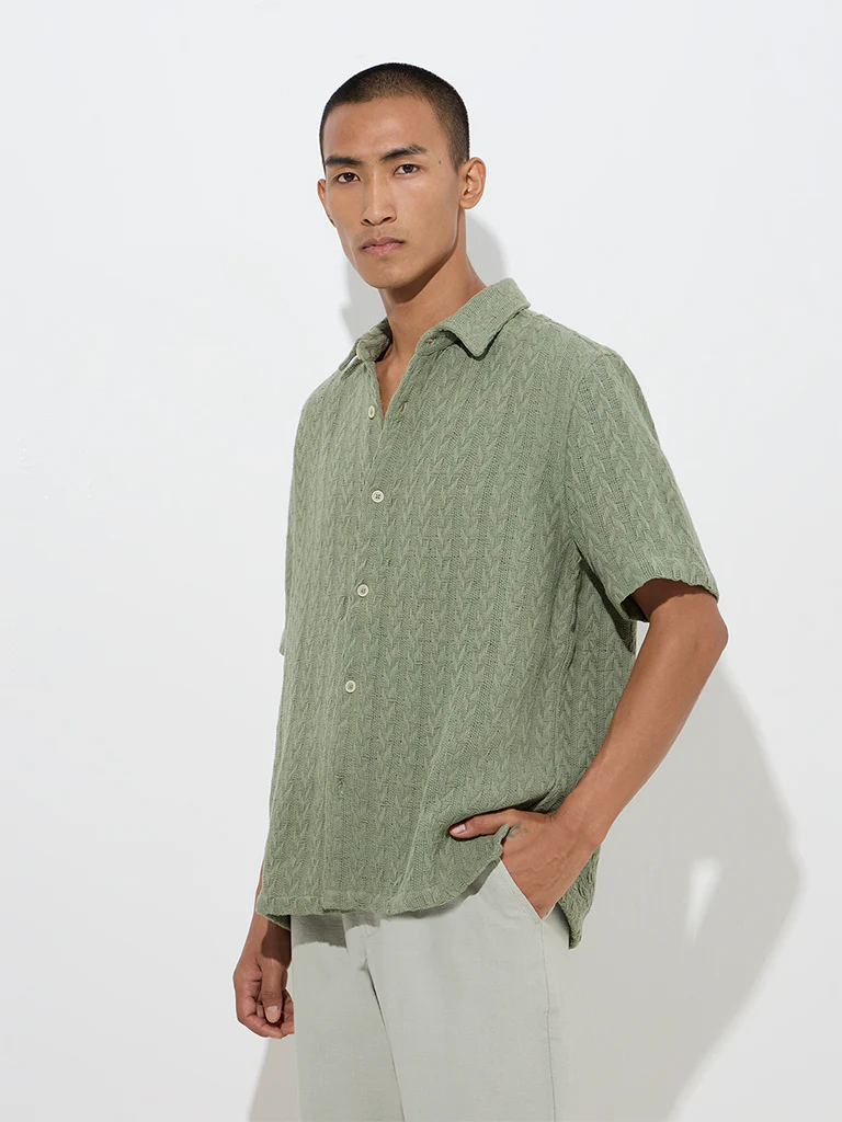 ETA Sage Knit-Textured Relaxed-Fit Cotton Shirt