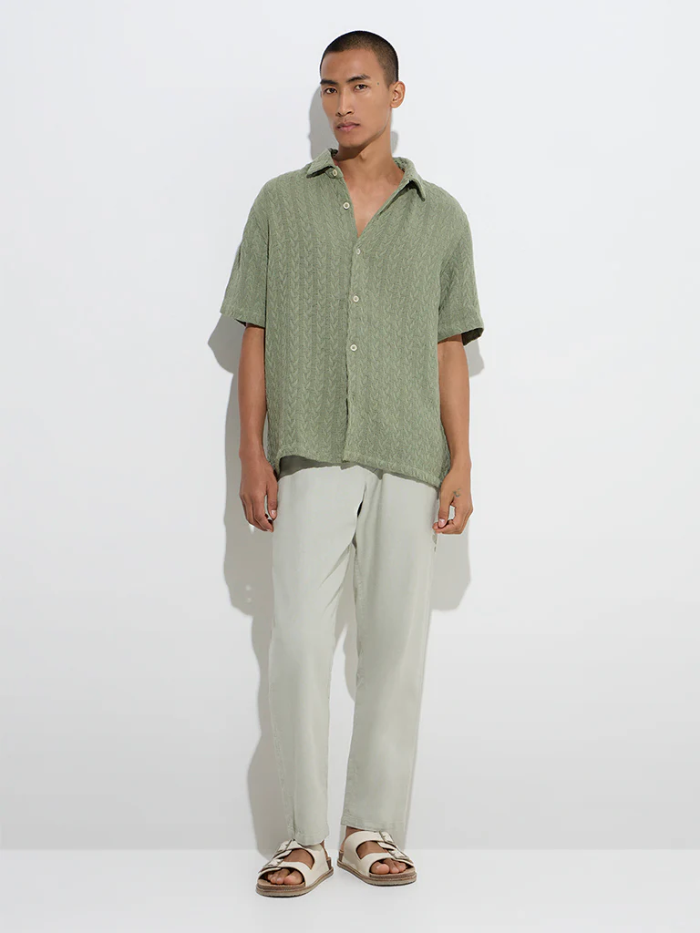 ETA Sage Knit-Textured Relaxed-Fit Cotton Shirt - Image 4
