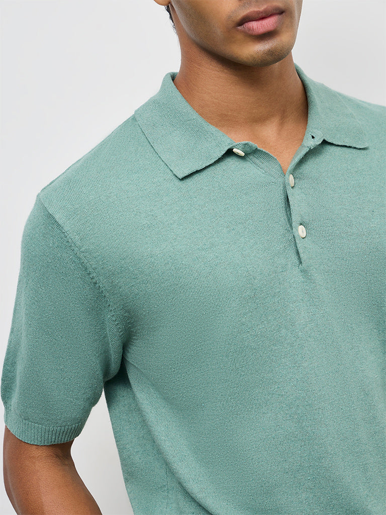 ETA Sage Relaxed-Fit Cotton-Blend Polo T-Shirt - Image 4
