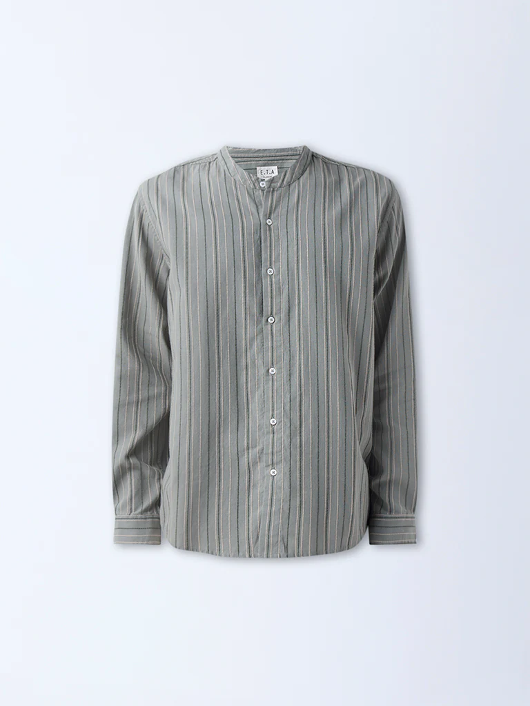 ETA Sage Striped Relaxed-Fit Cotton Shirt - Image 6