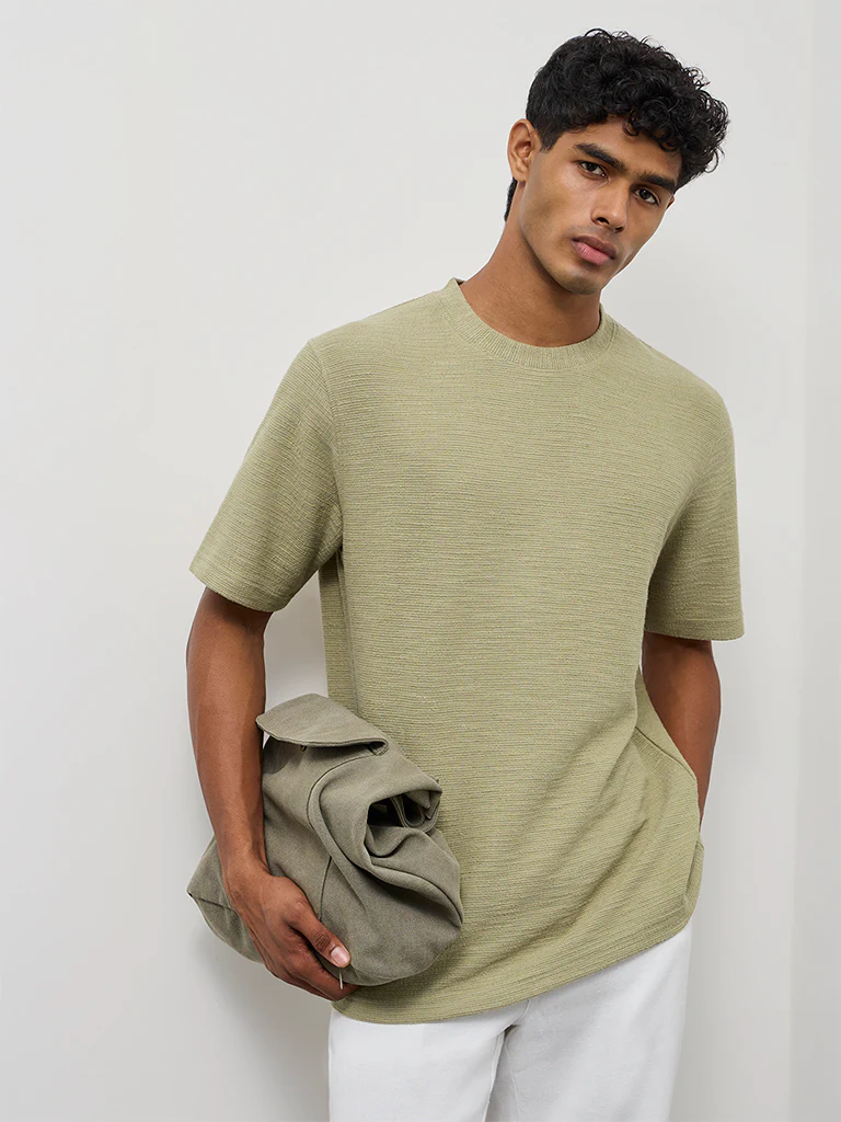 ETA Sage Textured Relaxed-Fit Cotton-Blend T-Shirt - Image 2